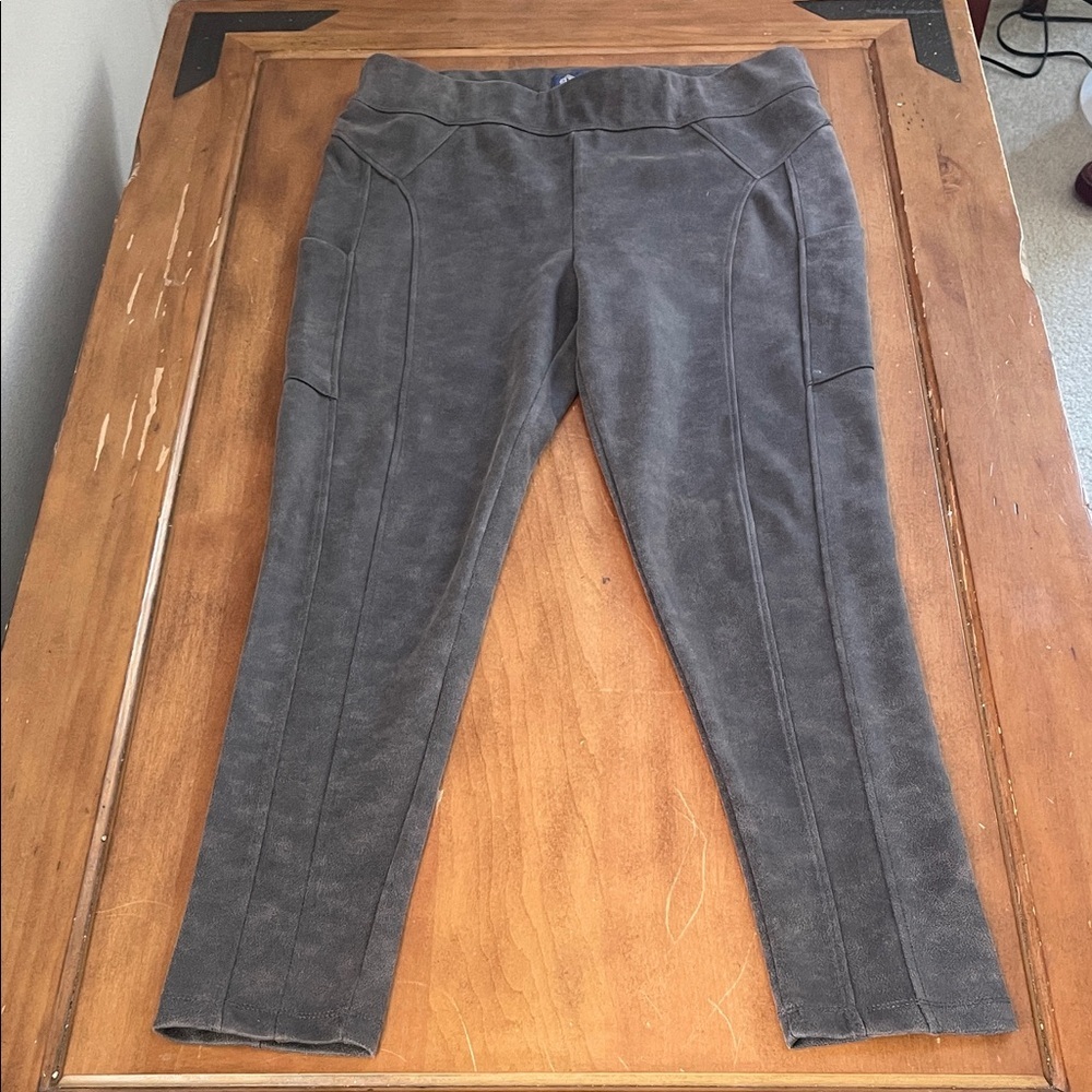 Democracy Glider Charcoal Suede Pants Size Large